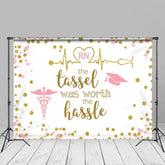 Aperturee - Tassel Worth Hassle Gold Glitter RN Grad Photo Backdrop
